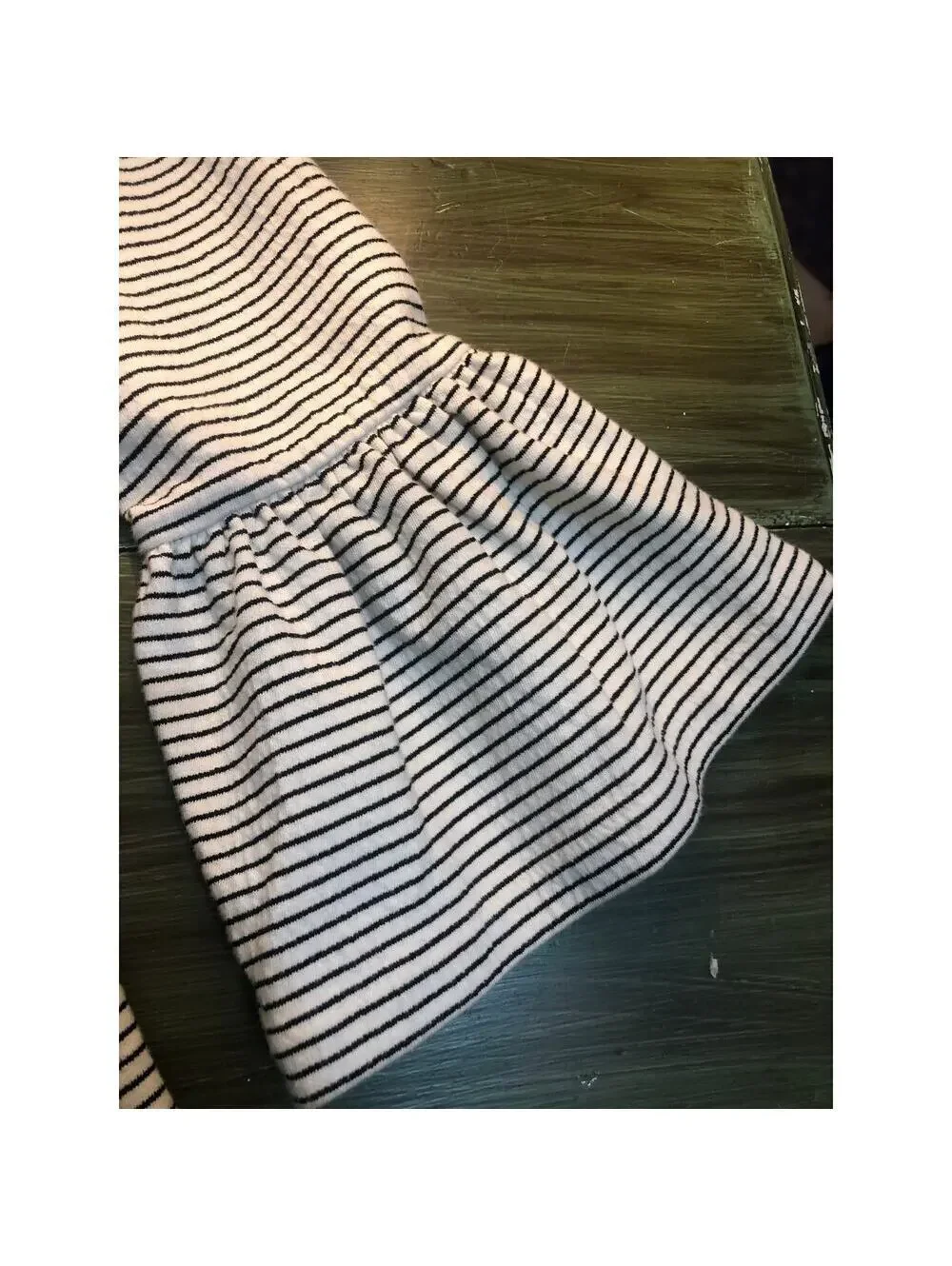 J. Crew EUC Cream and Black Striped Flutter Sleeve Dress - Size S